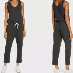 Zella Gwen Sleeveless Knit Jumpsuit Dark Grey Heather, size L